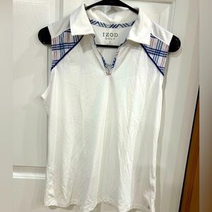 IZOD Women's White Sleeveless collared Golf Top sporty preppy ivy league small